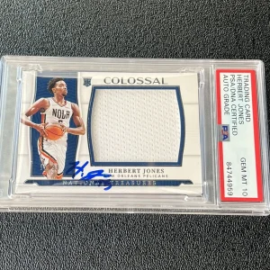 Herbert Jones Signed 2021 National Treasures Colossal RPA /99 Psa GEM MT 10 AUTO