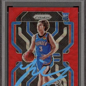 Josh Giddey Signed 2021 Panini Prizm Ruby Wave Rookie Card Auto #301 Psa Slab