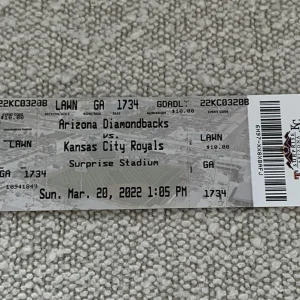 Kansas City Royals 3/20/22 Spring Training Ticket Stub Bobby Witt Jr Rookie Szn