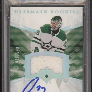 Jake Oettinger Signed 2020 Upper Deck Ultimate Rookie Jersey RPA /649 #188 Psa