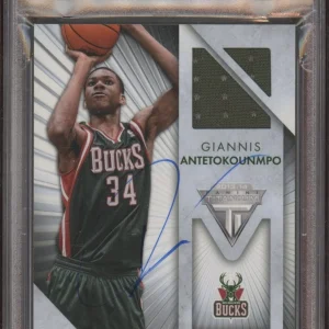 2013 Panini Titanium Giannis Antetokounmpo Rookie Jersey Card Auto RPA /325 Psa