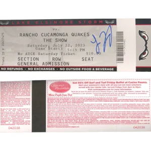 Josue De Paula Signed Auto Ticket Stub 7/22/23 Dodgers Top Prospect RC Quakes