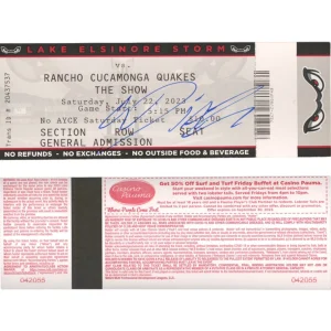 Wilman Diaz Signed Autograph Full Ticket Stub 7/22/23 Dodgers Prospect RC Quakes