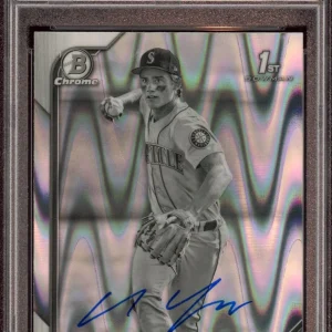 Cole Young 2022 Bowman Chrome Draft Black & White RayWave Auto Psa 8/GEM MT 10