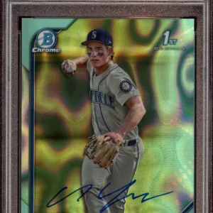 Cole Young 2022 Bowman Chrome Draft Aqua Lava Auto /199 Psa MINT 9/GEM MINT 10