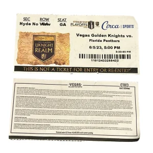 2023 Stanley Cup Final Game 2 Seat Locator Ticket Vegas Golden Knights Champions