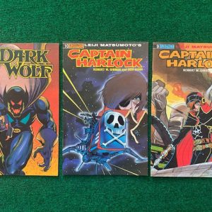 LOT OF 5 COMICS CAPTAIN HARLOCK+#1 DARK WOLF+HULK+VINTAGE JUSTICE INC