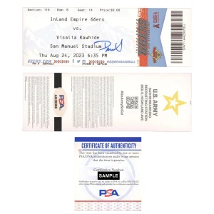 Druw Jones Signed First MILB Professional Home Run Ticket Stub 8/24/23 Psa/Dna