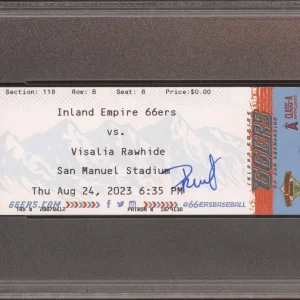 Druw Jones Signed 1st Pro HR Full Ticket Stub 8/24/2023 Psa/Dna GEM MINT 10 AUTO