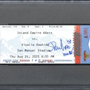 Druw Jones Signed 1st Pro Home Run 8/24/2023 Ticket Stub Psa MINT 9/GEM MINT 10
