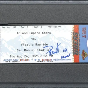 Druw Jones Signed 1st Pro Home Run 8/24/2023 Ticket Stub Psa MINT 9/GEM MINT 10