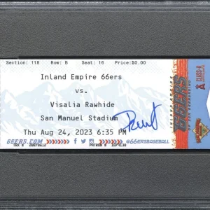 Druw Jones Signed 1st Pro Home Run 8/24/2023 Ticket Stub Psa NM-MT 8/GEM MT 10