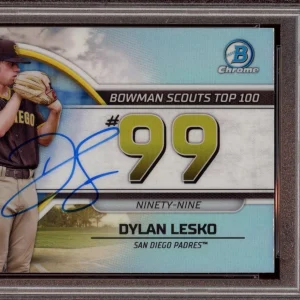 2023 Bowman Chrome #BTP99 Dylan Lesko Scouts Top 100 Auto Psa GEM MINT 10