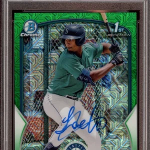 2023 Bowman Chrome #BCP58 Lazaro Montes Green Mega Mojo Auto /99 Psa MINT 9