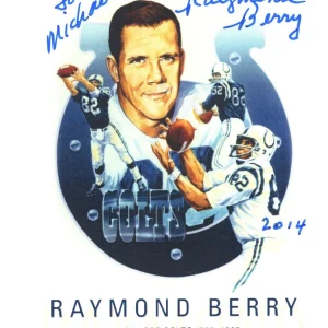 RAYMOND BERRY HAND SIGNED FOOTBALL TRADING CARD BALTIMORE COLTS TO MICHAEL