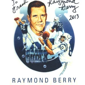 RAYMOND BERRY HAND SIGNED FOOTBALL TRADING CARD BALTIMORE COLTS TO FRANK