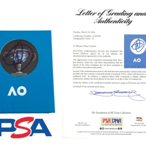 Novak Djokovic Signed Australian Open AO Mini Trophy Psa/Dna LOA + AUTO GRADE 10