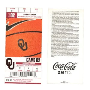 Trae Young NCAA DEBUT 11/12/2017 Full Ticket Stub Oklahoma Sooners