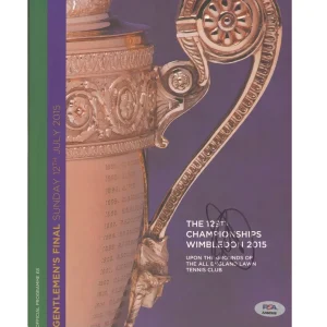 Novak Djokovic Signed 2015 Wimbledon Final Official Program Psa/Dna Champion