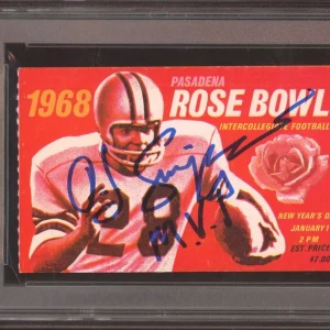 OJ Simpson Signed 1968 Rose Bowl Ticket Stub “MVP” Psa/Dna Auto USC Trojans