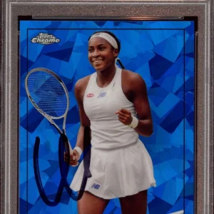 Coco Gauff Signed 2021 Topps Chrome #100 Sapphire Rookie Card Auto Psa MINT 9 RC