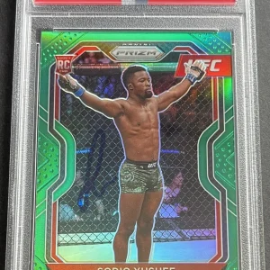 Sodiq Yusuff 2021 Prizm Green Rookie Card Signed Auto UFC Fighter PSA/DNA Slab