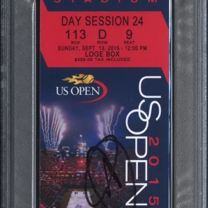Novak Djokovic Signed 2015 US OPEN Champion Full Ticket Stub Psa/Dna AUTO 8