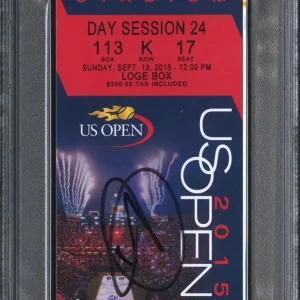 Novak Djokovic Signed 2015 US OPEN Champion Full Ticket Stub Psa/Dna AUTO 8