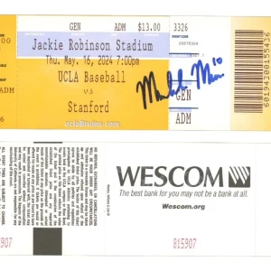 Malcolm Moore Signed Stanford Cardinal Full Ticket Stub Auto 5/16/2024 MLB DRAFT