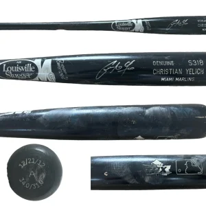 Christian Yelich Signed GAME USED 2013 Rookie Season Uncracked Bat Miami Marlins