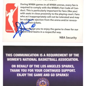 Kia Nurse Signed Autographed Los Angeles LA Sparks #10 WNBA Logo Card Auto