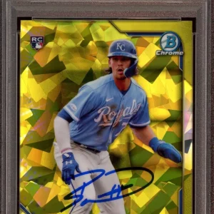 2022 Bowman Chrome Bobby Witt Jr Yellow Sapphire /50 Rookie Auto Psa MINT 9/10
