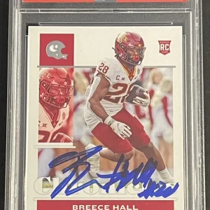 Breece Hall Signed 2022 Chronicles Rookie Card Jets PSA/DNA Auto Slabbed