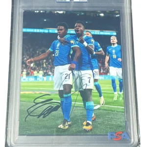 Vini Jr + Endrick Signed 8x10 Photo Auto Psa/Dna Encapsulated Brazil Real Madrid