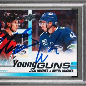 2019 Upper Deck #250 Jack Hughes & Quinn Hughes Young Guns Auto Psa GEM MT 10/9