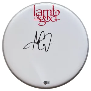 Art Cruz Signed LAMB OF GOD 14" Drumhead Band Drummer Autograph Beckett COA