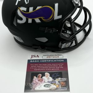Aaron Jones Signed Autographed Minnesota Vikings Black Mini Helmet JSA COA