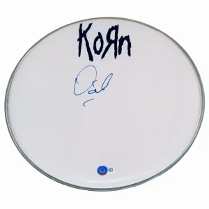 David Silveria KORN Signed Autograph 12" Drumhead Band Drummer Beckett COA