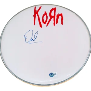 David Silveria KORN Signed Autograph 12" Drumhead Band Drummer Beckett COA
