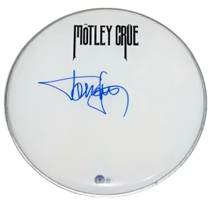 Tommy Lee Motley Crue Signed Autograph 12" Drumhead Drummer Beckett COA