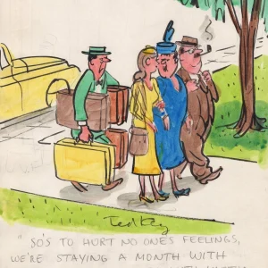 TED KEY HAND SIGNED ORIGINAL 1950's COLOR HAZEL ARTWORK        GREAT CARTOONIST