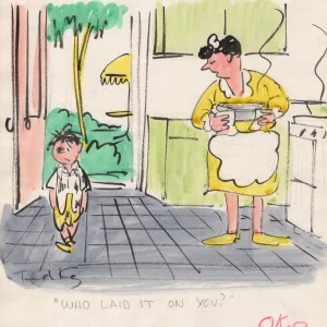 TED KEY SIGNED ORIGINAL COLOR 1950's HAZEL ARTWORK+COA       KID WITH BLACK EYE