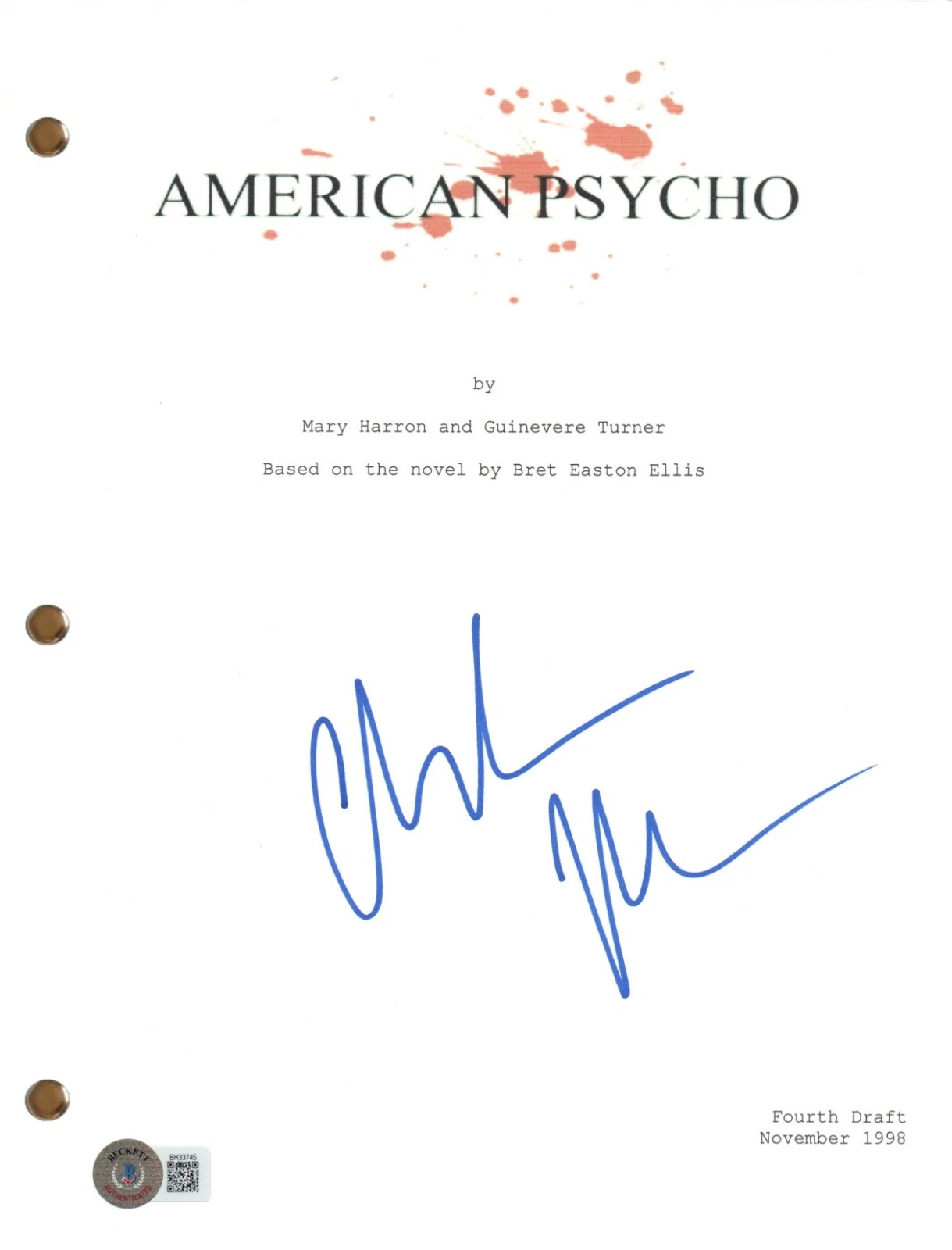CHRISTIAN BALE Signed Autograph AMERICAN PSYCHO Movie Script Screenplay
