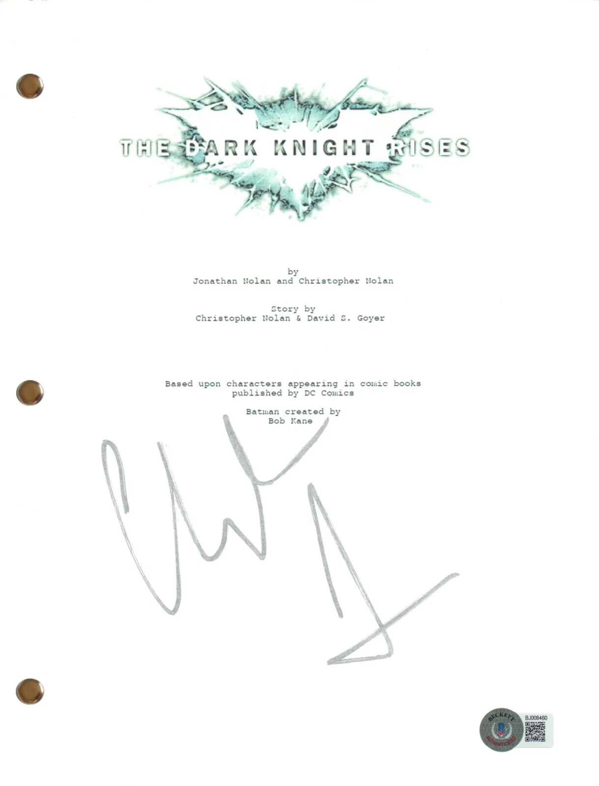 CHRISTIAN BALE Signed THE DARK KNIGHT RISES Autograph Full Movie Script ...