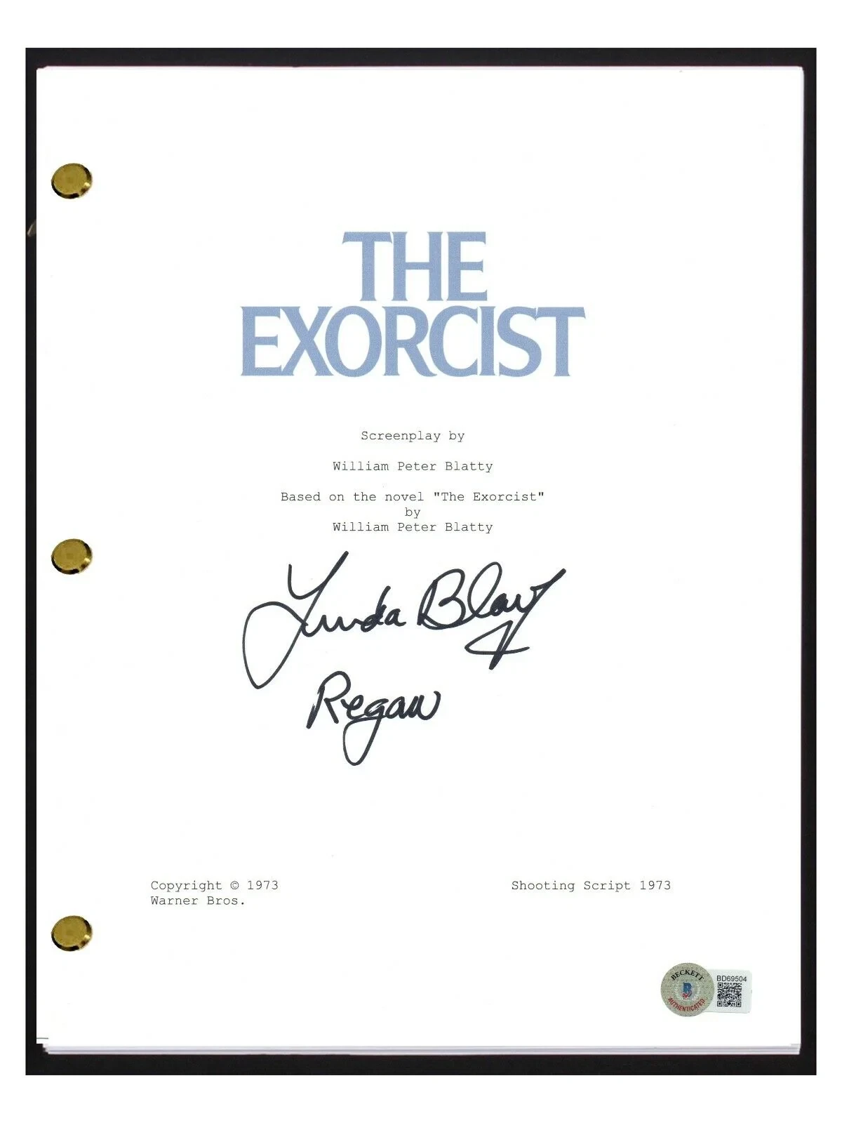 Linda Blair Signed Autograph THE EXORCIST Movie Script Screenplay REGAN ...