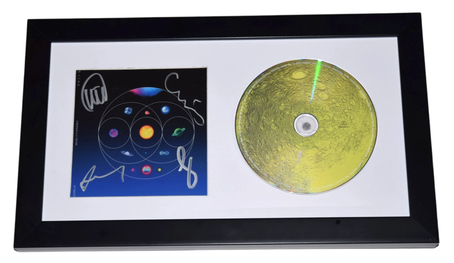 COLDPLAY Signed Autograph MUSIC OF THE SPHERES CD Framed Chris Martin ...