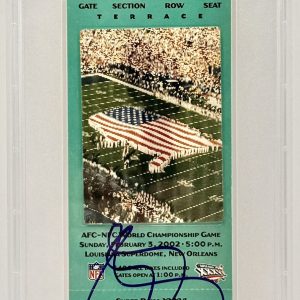 2002 Super Bowl 36 XXXVI Tom Brady Signed Ticket 1st MVP 1st Title PSA 9 Auto