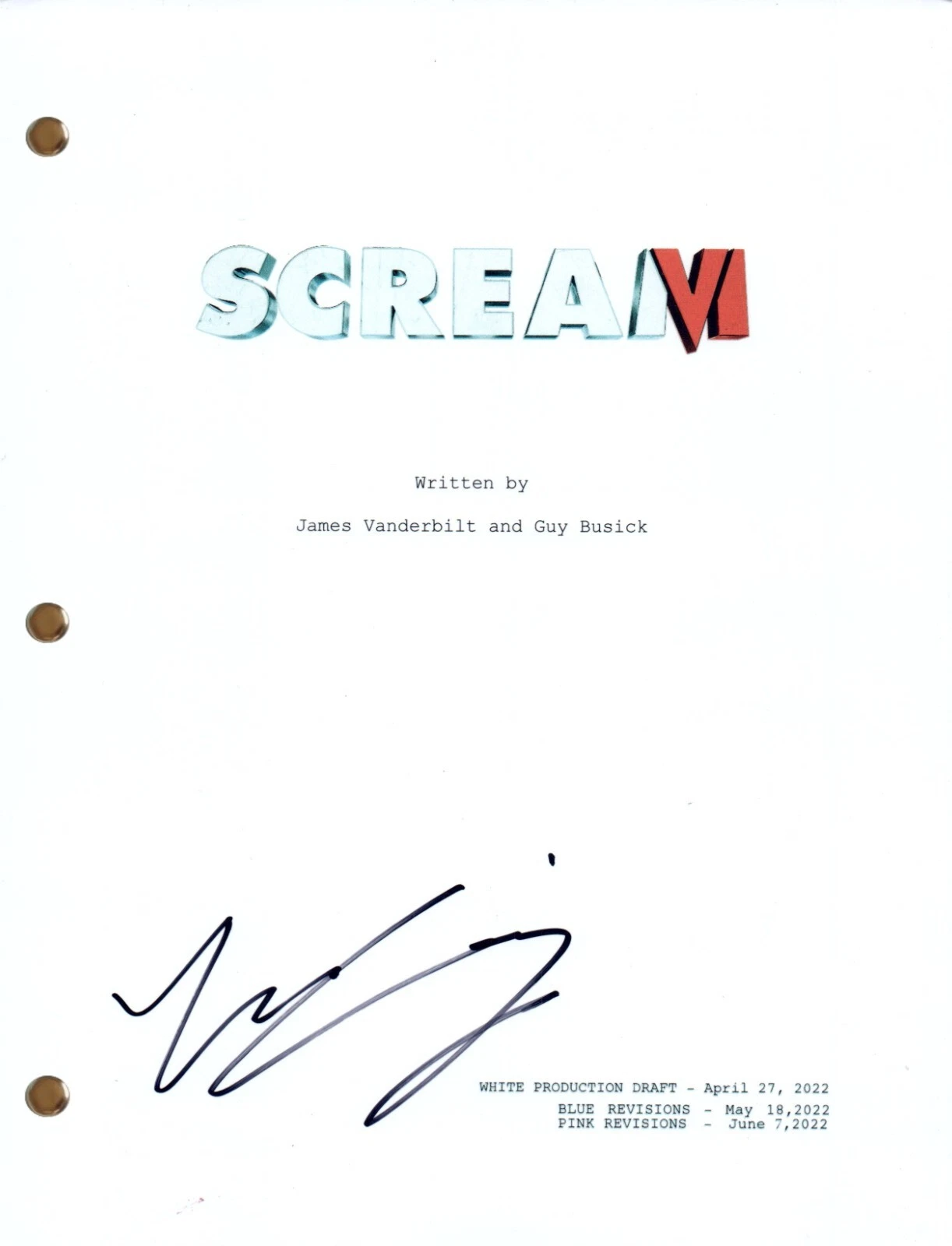 Mason Gooding SCREAM VI Signed Autograph Movie Script Full Screenplay ...