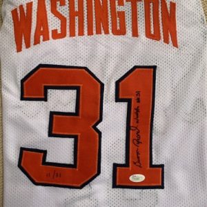 PEARL WASHINGTON HAND SIGNED WHITE SYRACUSE JERSEY    VERY RARE    11/31     JSA