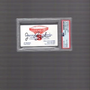 JIM BOEHEIM HAND SIGNED SYRACUSE BUSINESS CARD       HOF COACH      PSA SLABBED
